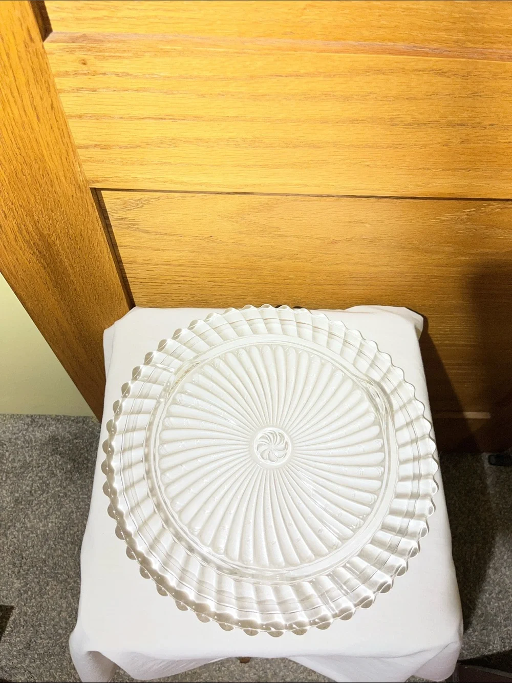 Clear Glass Serving Platter - Elegant Swirl Design